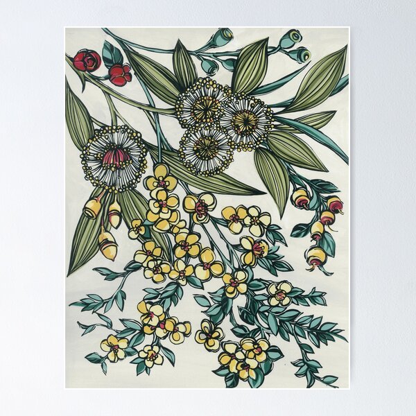 Aperçu de l'œuvre Retro Australian Native Floral créée et vendue par Helen Ashley.