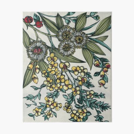 Retro Australian Native Floral Art Board Print