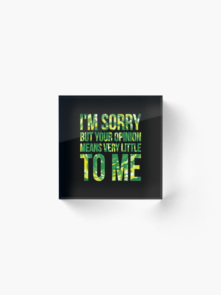 Alternate view of im sorry but your opinion means very little to me Acrylic Block
