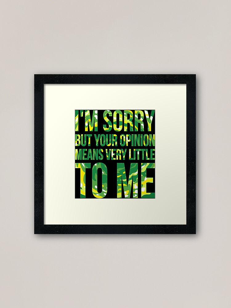 Alternate view of im sorry but your opinion means very little to me Framed Art Print