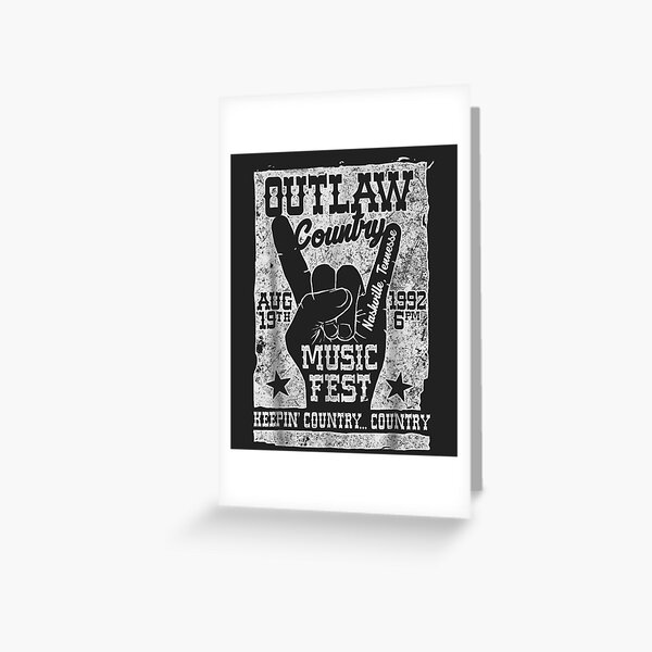 outlaw-country-music-fest-nashville-vintage-graphic-greeting-card-by