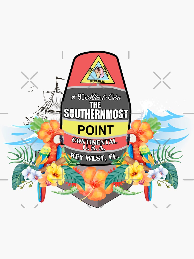 "Southernmost Point Key West" Sticker for Sale by ParrotHeadSwag
