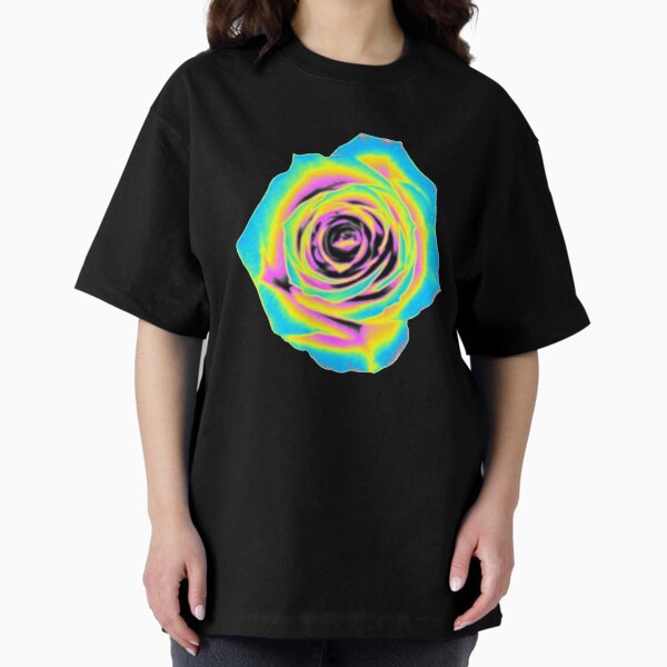 Aqua and Yellow Holo Rose Oversized T-Shirt