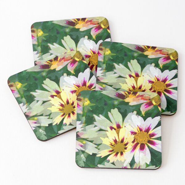 Item preview, White and Pink with Yellow Center Coreopsis Watercolor Pattern designed and sold by Peace4Patti.