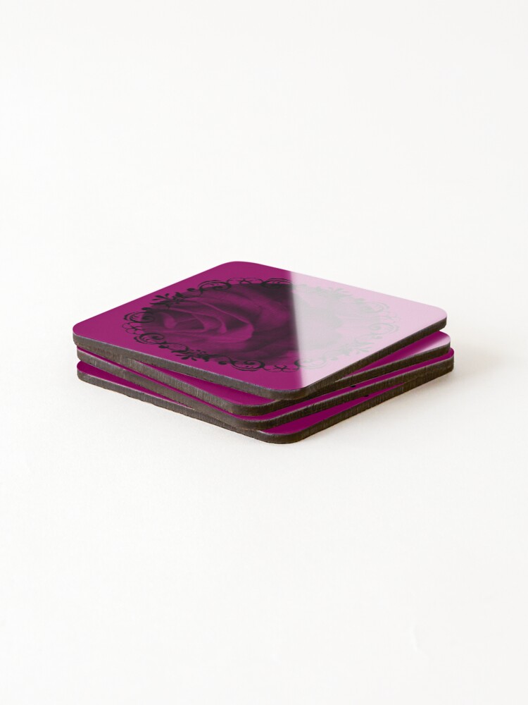 Thumbnail 4 of 5, Coasters (Set of 4), Royal Roses purple Pattern designed and sold by ItezaPatterns.