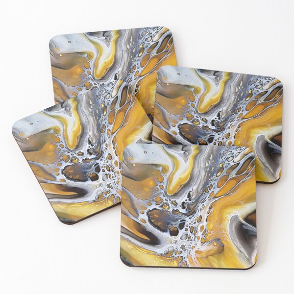 Item preview, Mustard/Yellow Acrylic Paint Pour Art designed and sold by Careyfmason.