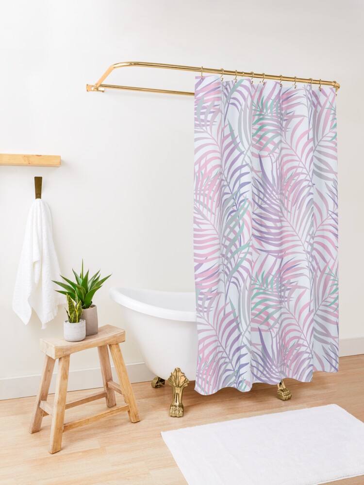 Alternate view of Tropical Paradise (Palm Leaves Pattern) Shower Curtain
