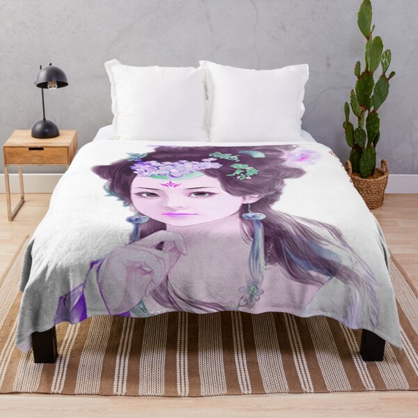 Item preview, China art print - portrait of young Chinese lady woman in violet designed and sold by Kallandra.