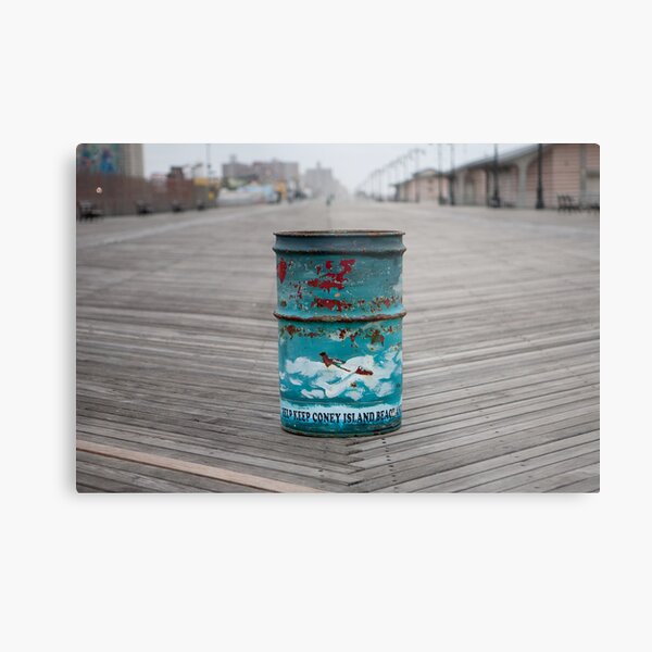 Coney Island Trash Can Metal Print