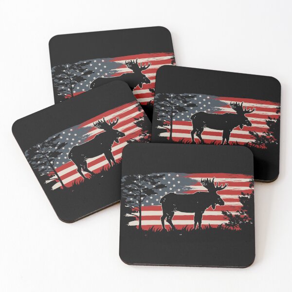 Item preview, American Moose Gift Design Idea USA Flag print designed and sold by Lisbob.