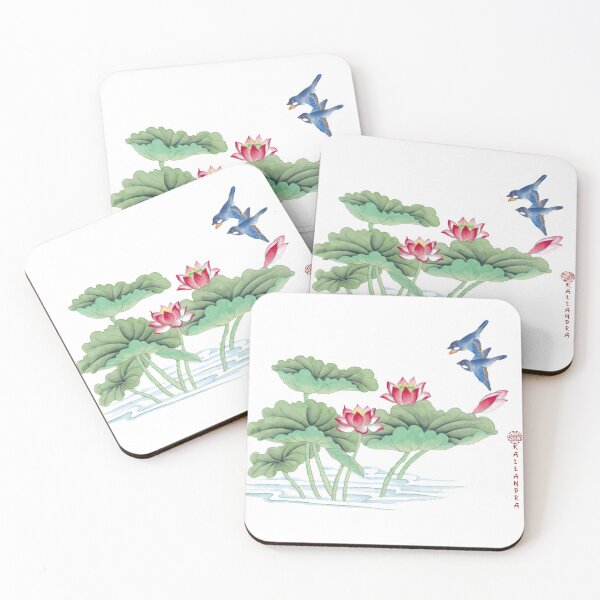 Item preview, Chinese Art Print - Lotus Stems Water Lilies with Birds designed and sold by Kallandra.