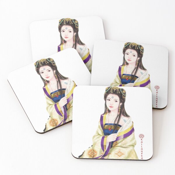 Item preview, China art print - portrait of young chinese lady woman in golden clothes designed and sold by Kallandra.