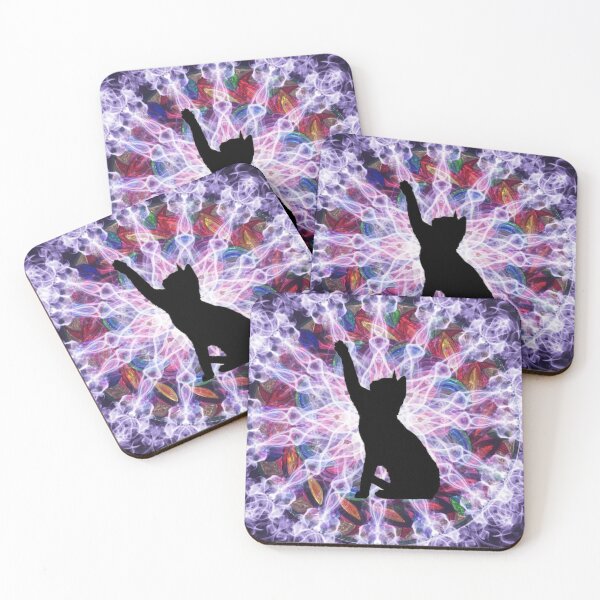 Item preview, Black Cat silhouette mandala festival vibes wall hanging hippies designed and sold by Julieford.