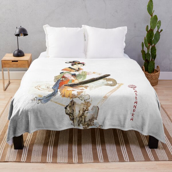 Item preview, China art print - portrait of young chinese lady woman with musical instrument designed and sold by Kallandra.