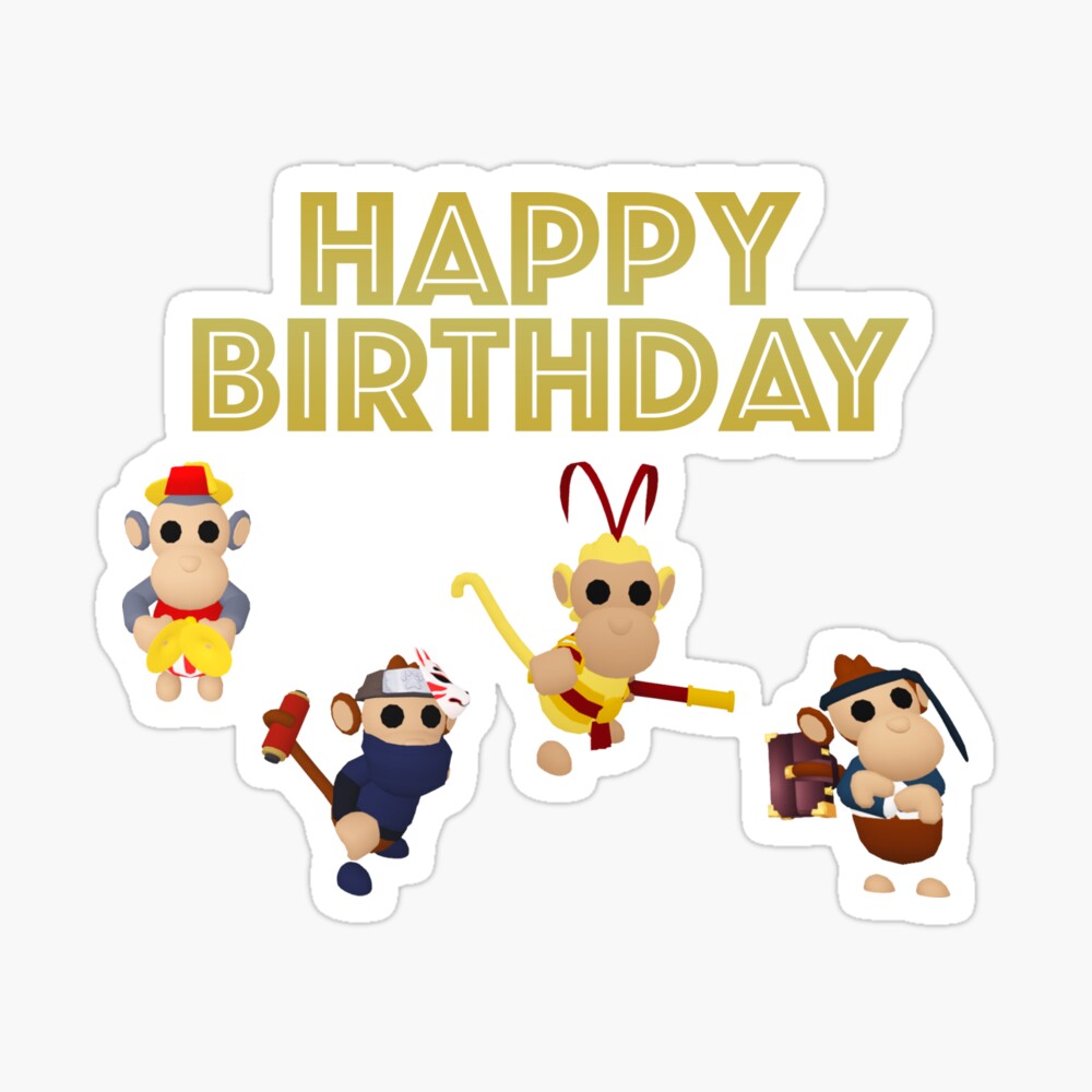 Roblox Adopt Me Monkeys Happy Birthday Kids T Shirt By T Shirt Designs Redbubble - happy birthday card 1 roblox