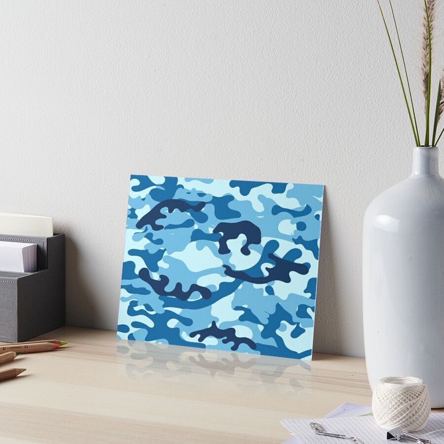 Camouflage Pattern Cool Army Blue Light Blue & White Camo Print