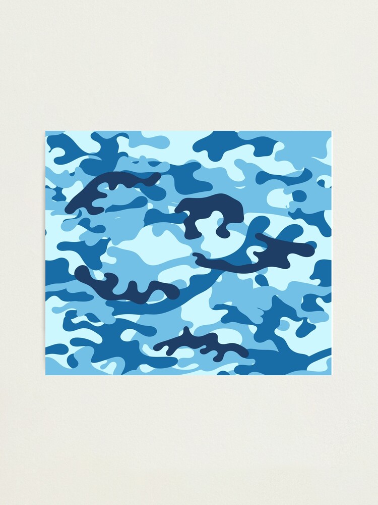 Camouflage Pattern Cool Army Blue Light Blue & White Camo Print Color for  Lovers of the Armed Forces | Poster