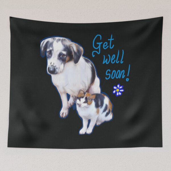 Item preview, Get well soon  - cat and dog designed and sold by Artonmytee.
