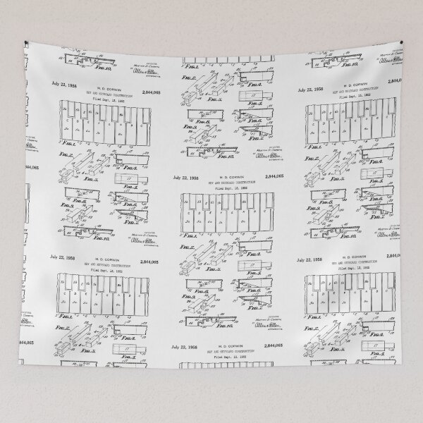 Item preview, Key and keyboard patent 1958 - black designed and sold by InkedArtPrints.