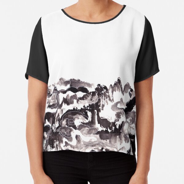 Imaginative Landscape - Mountain and Cloud Chiffon Top