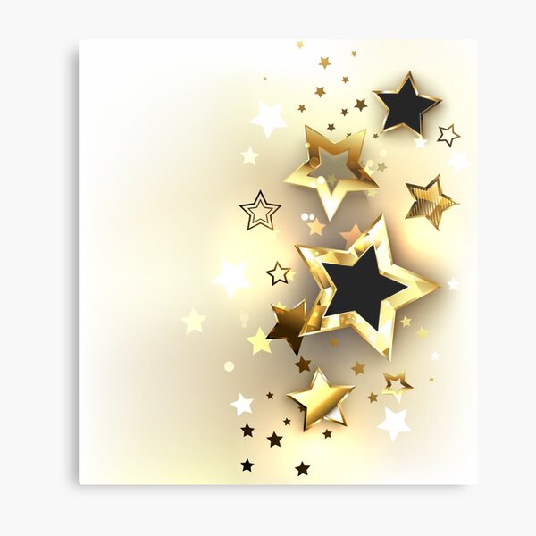 White and Gold Glitter Stars Printed Backdrop