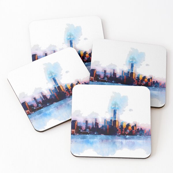 Item preview, New York Skyline watercolor painting designed and sold by Stylizing4You.