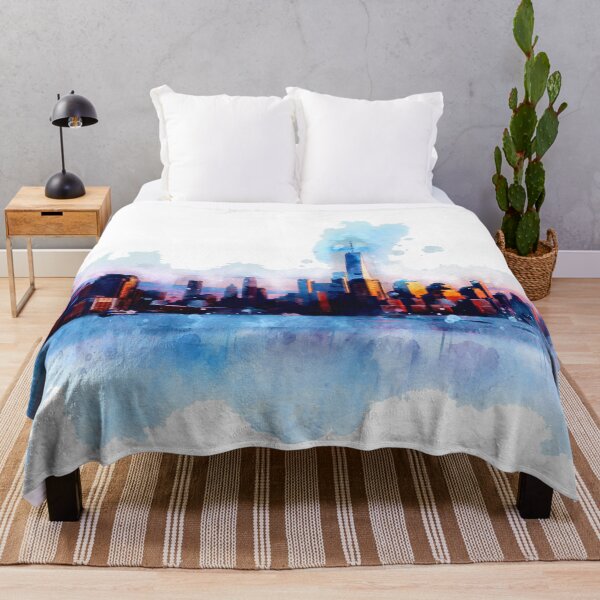 Item preview, New York Skyline watercolor painting designed and sold by Stylizing4You.