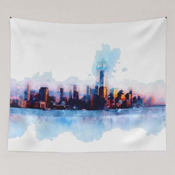 Item preview, New York Skyline watercolor painting designed and sold by Stylizing4You.
