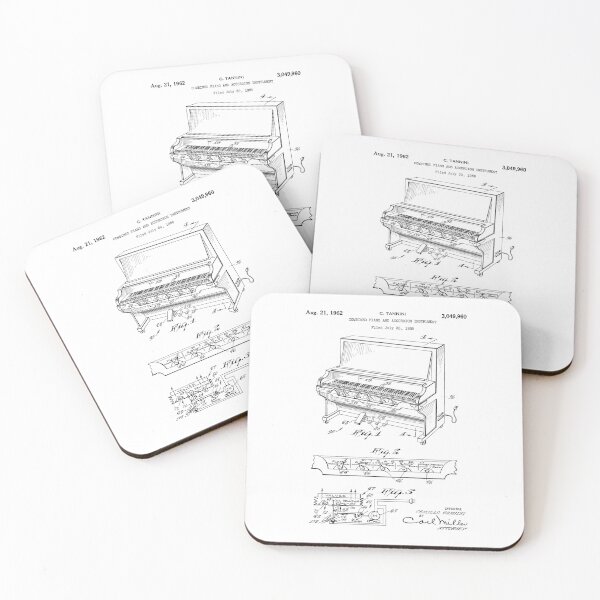 Item preview, Combined piano and accordion instrument patent 1962 - black designed and sold by InkedArtPrints.