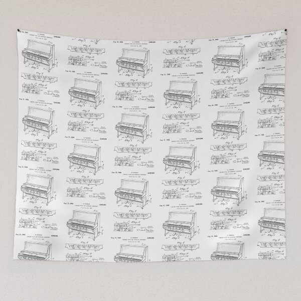 Item preview, Combined piano and accordion instrument patent 1962 - black designed and sold by InkedArtPrints.