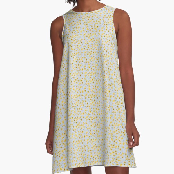 Yellow Cosmos Flowers A-Line Dress