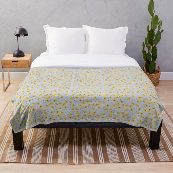 Yellow Cosmos Flowers Throw Blanket