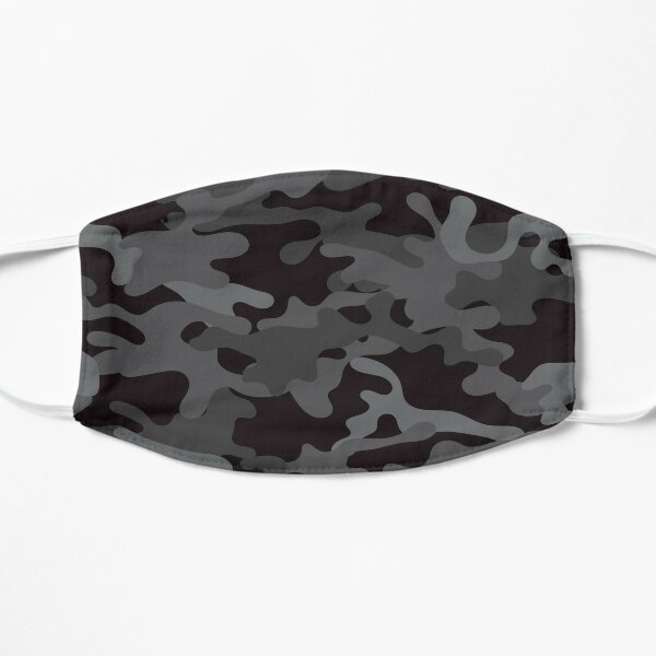 Camouflage Pattern Cool Army Midnight Camo Print Grey & Black Color for Lovers of the Armed Forces Flat Mask