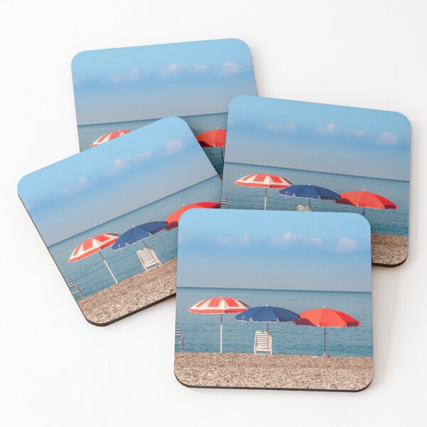 Item preview, Umbrellas on an empty beach designed and sold by Retro Futurist.