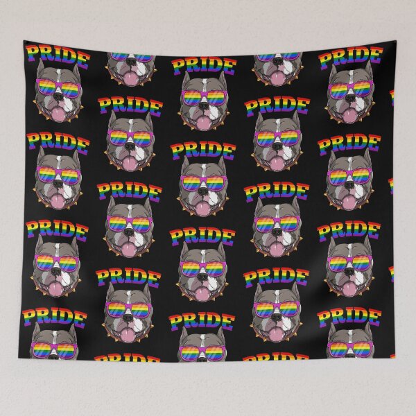 Item preview, Gay Pride American Pitbull Terrier Dog with LGBT Rainbow Sunglasses designed and sold by fatamyfan1.