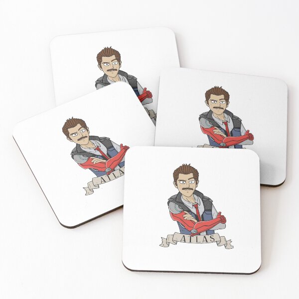 Atlas Rhys with mustache Coasters (Set of 4)