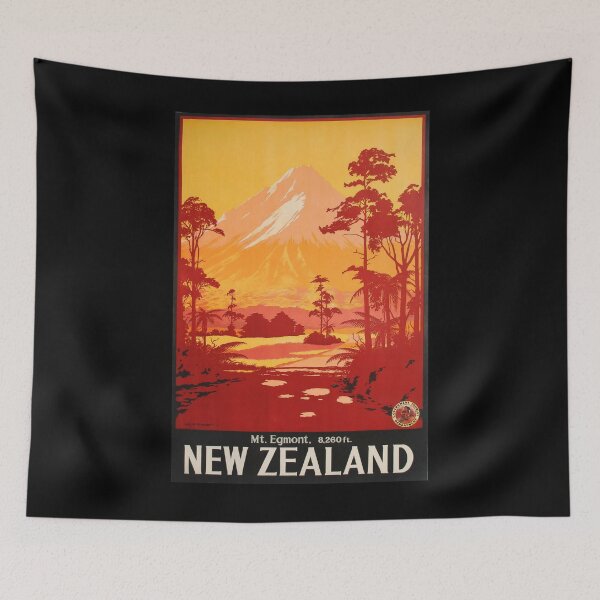 Item preview, Mt Egmont New Zealand vintage travel poster designed and sold by stickart-marek.