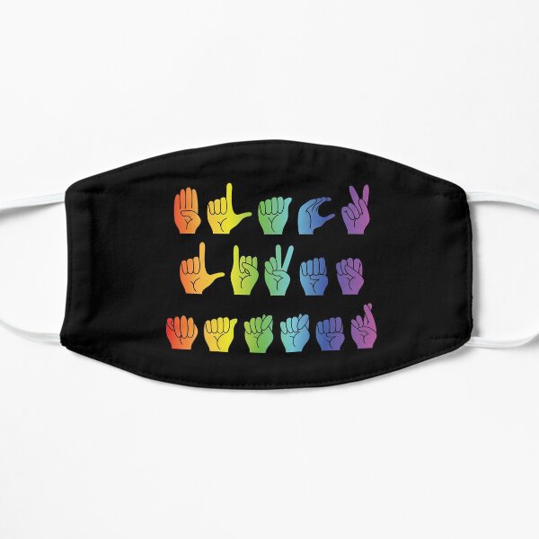 Black Lives Matter in American Sign Language (ASL) ☆ Rainbow Flat Mask