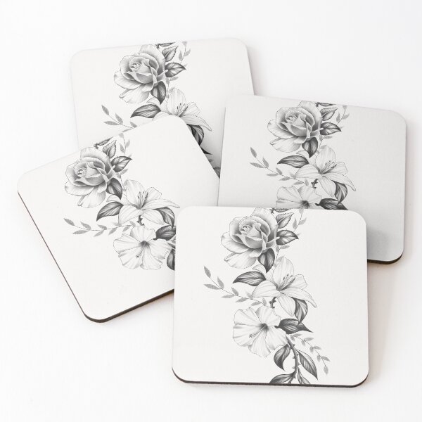 Item preview, Lily Rose and Hibiscus Floral Tattoo Design designed and sold by Tyler Rosso.