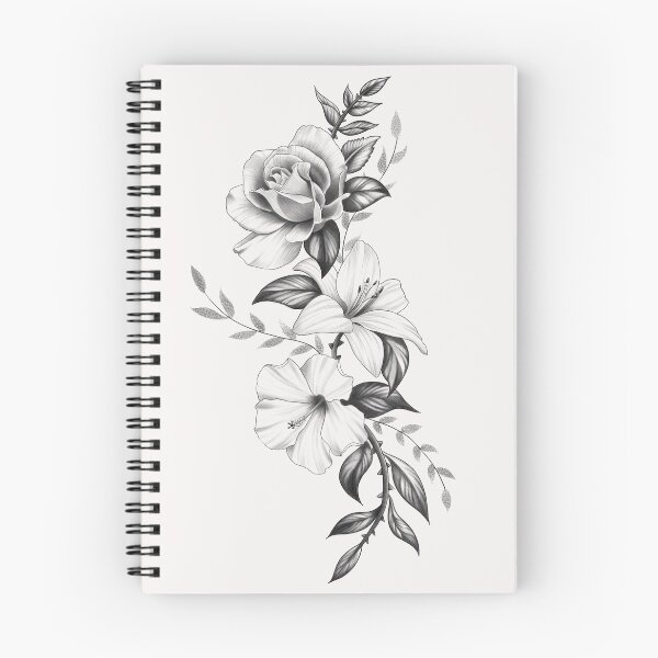 Item preview, Lily Rose and Hibiscus Floral Tattoo Design designed and sold by Tyler Rosso.