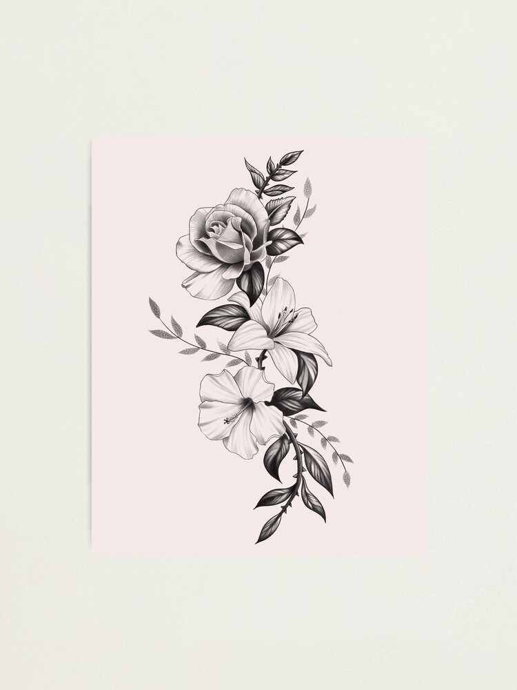 lily-rose-and-hibiscus-floral-tattoo-design-photographic-print-for-sale-by-tyler-rosso-redbubble