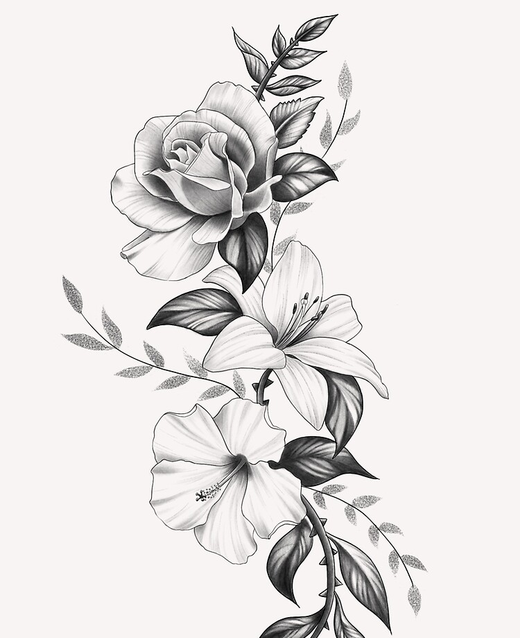 Katea Temporary Tattoo Rose Floral Flower Black  White  Set Of 5 Pcs   Fruugo IN