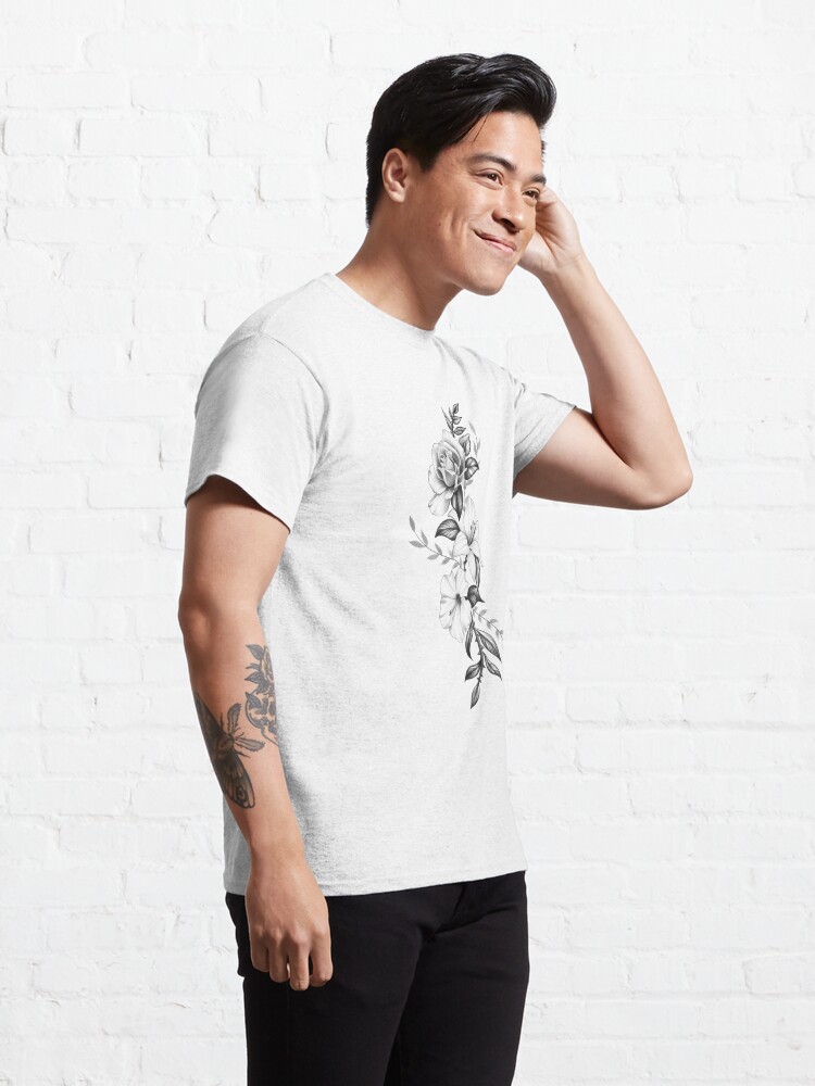 Discover Lily Rose and Hibiscus Floral Tattoo T-Shirt