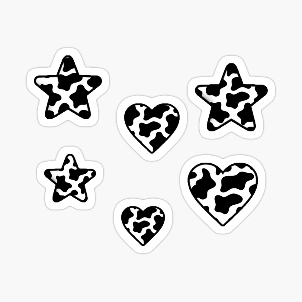 Cow Print Black White Heart Shaped Planner Calendar Scrapbook Craft Stickers