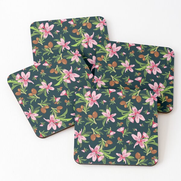 Item preview, Green & Pink Almond Flower Pattern designed and sold by lanolga.