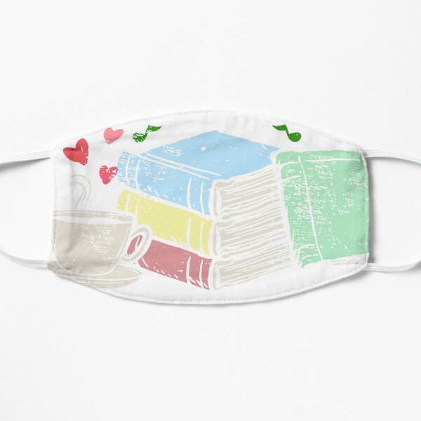Cup of Tea Coffee And Book Lover Gift print | Cute Gift T product Flat Mask