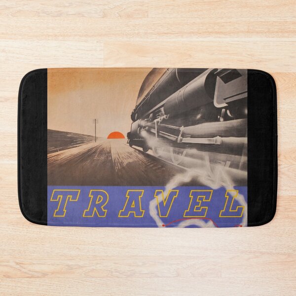 Item preview, Travel by Rail vintage travel poster designed and sold by stickart-marek.