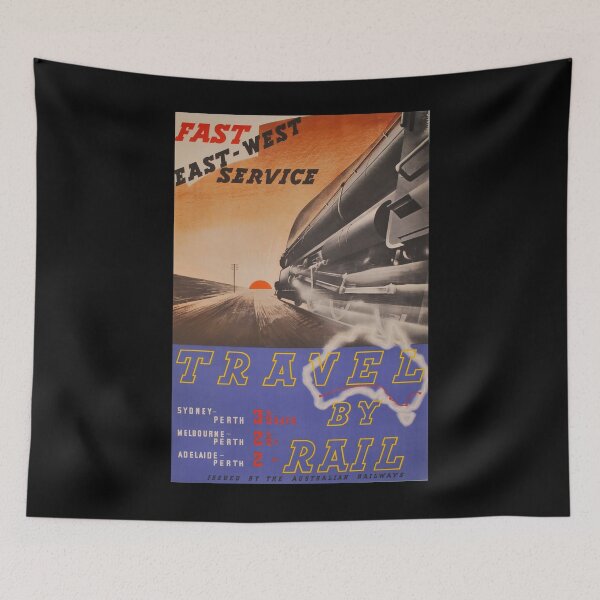 Item preview, Travel by Rail vintage travel poster designed and sold by stickart-marek.