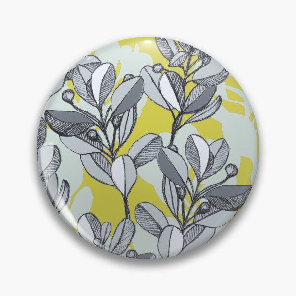 Item preview, Leaf and Berry Sketch Pattern in Mustard and Ash designed and sold by micklyn.