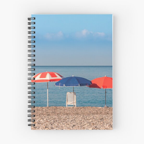 Item preview, Umbrellas on an empty beach designed and sold by Retro Futurist.